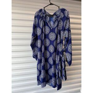 Blossom Boutique women's Dress w/Belt Blue/White, Large